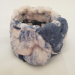 In 2024, I devised a recipe and firing schedule for art foam glass by studying chemical engineering of foam glass for architectural insulation.  I have been experimenting with combining foam glass with plate glass and ceramic, using various colorants in the glass.  Conceptually, the challenge is to “give physical form to air and other formless particles and vibrations.”  Sculptures range from 4” X 4” X 2” to 6” X 6” X 6”