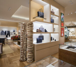 These sculptures were commissioned from Louis Vuitton in Paris for their Boston MA store, permanent installation.  They were created to reference  an exhibition of 11 original towers in 2005, titled 'Stand', created in residence at the Klondike Institute of Art and Culture for exhibition at the Odd Gallery in Canada's north.