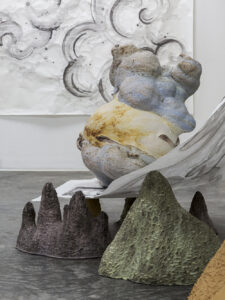 ‘Hidden’ is a large installation including multiple ceramic pieces and several ink paintings. It’s a collage of recollections from my past, present, and imagination. Installing multiple works together evokes a different context, allowing the viewer to walk amongst and to see additional aspects in a new focus.