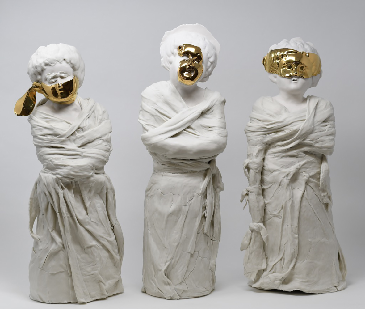 Part of the Asylum Series, these Masked Women seek cover to cope with their pent-up, locked-in existence where inhumane treatments and cruelty were commonplace.