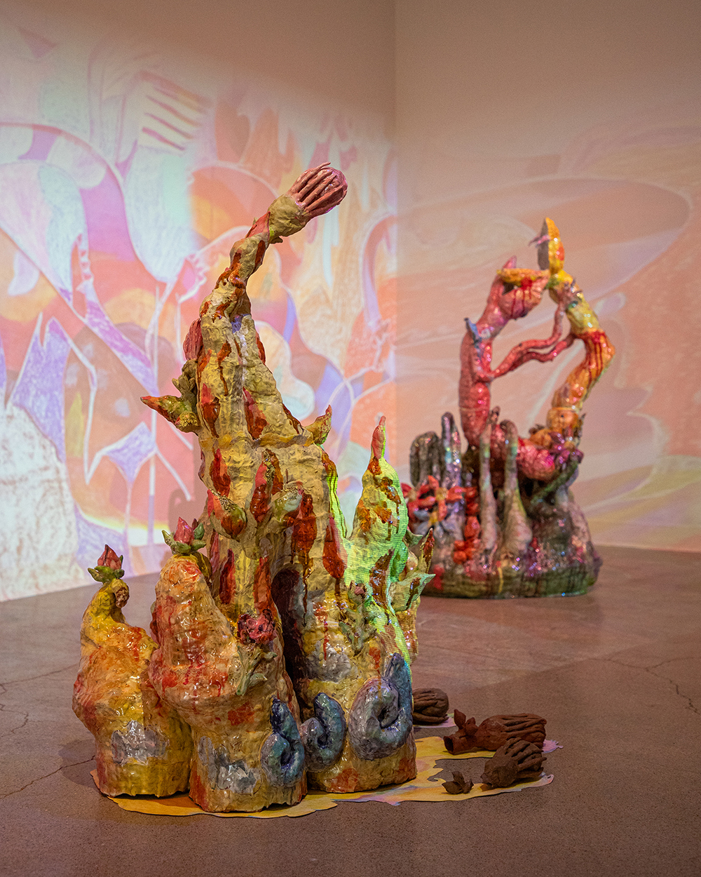 8 minute sequenced projected animation over ceramic objects