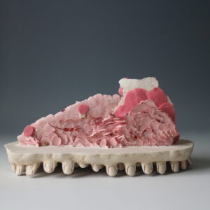 Porcelain. plaster. Recycle material fabric. nail polish