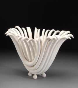 Moderfied Southern Ice paper clay porcelain, iron-chromium-aluminium wirePhoto: Victor FrancePrivate collection: Gothenburg, Sweden.Exhibition within International Ceramics Symposium 2011, Frölunda Culture Centre, Gothenburg, SWEDENhttps://www.grahamhay.com.au/2011SwedenSustainableCeramics.html