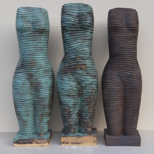 See introduction to Les âges du temps.  The exploration of textures points in this case to the casting in bronze and  iron.  Bringing out the qualities and expressiveness of ceramic material with its own identity.