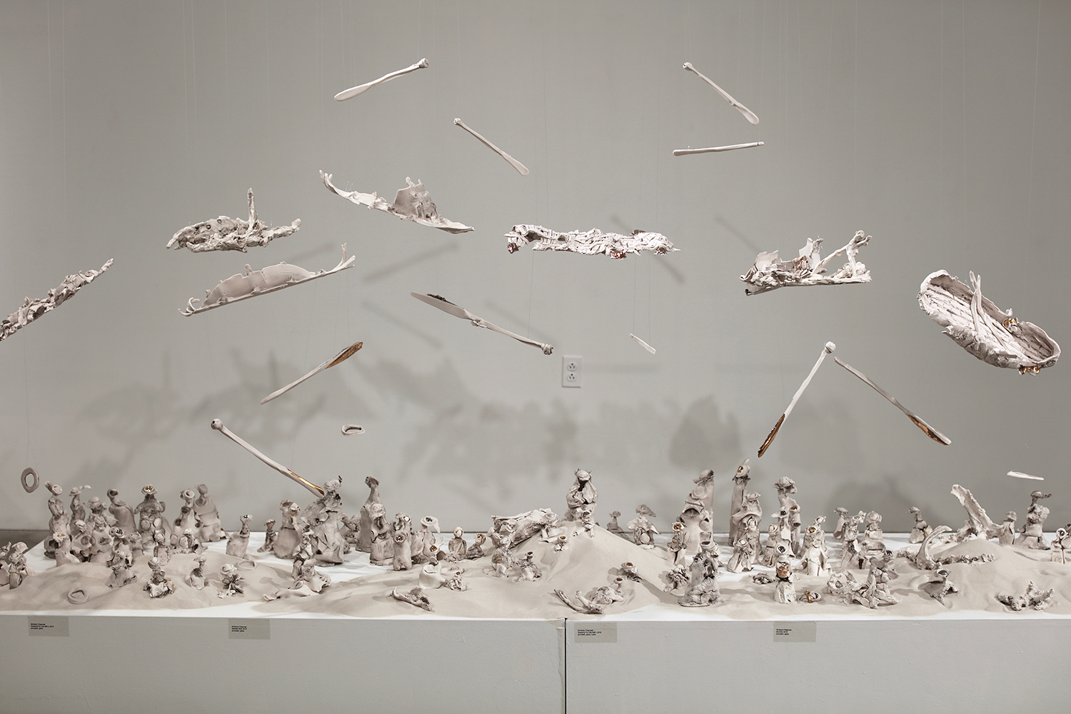This installation was part of a solo show earlier this year at the John J. McDonough Museum of Contemporary Art in Youngstown, Ohio. Comprised of 100 stargazers, and several ghost ships - both served as stand-ins for today's refugee crisis.