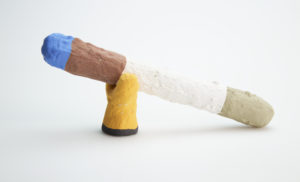 Ceramic, paper, underglaze, plaster