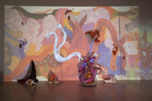 15 minute sequenced projected animation over installed ceramics