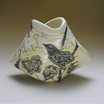 Ann Ruel, "Birds in a Meadow Origami Vase"