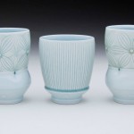 Porcelain with carved pattern, 4.5H”