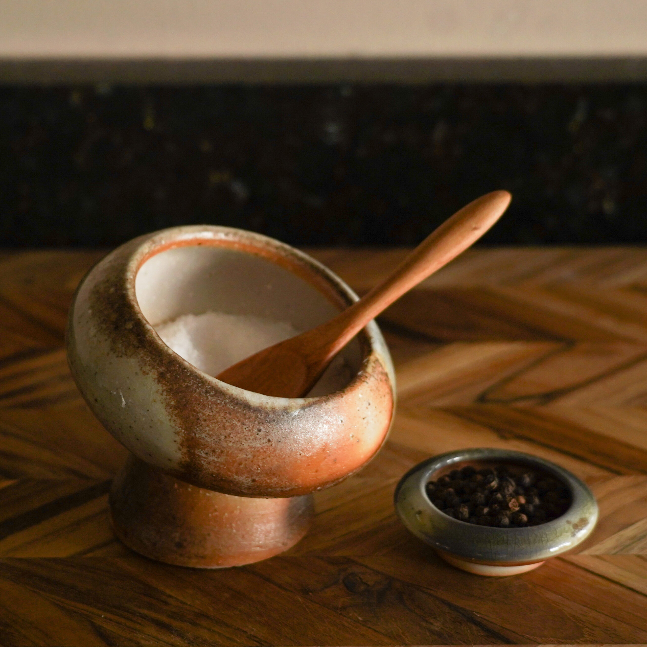 Dimensions are for the salt cellar. Lil' pepper dish is 2 x 2 x .5".