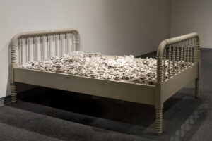 This is a side view of Bed of Roses after a few days of water dripping onto the raw clay. Image by Larry Gawel.