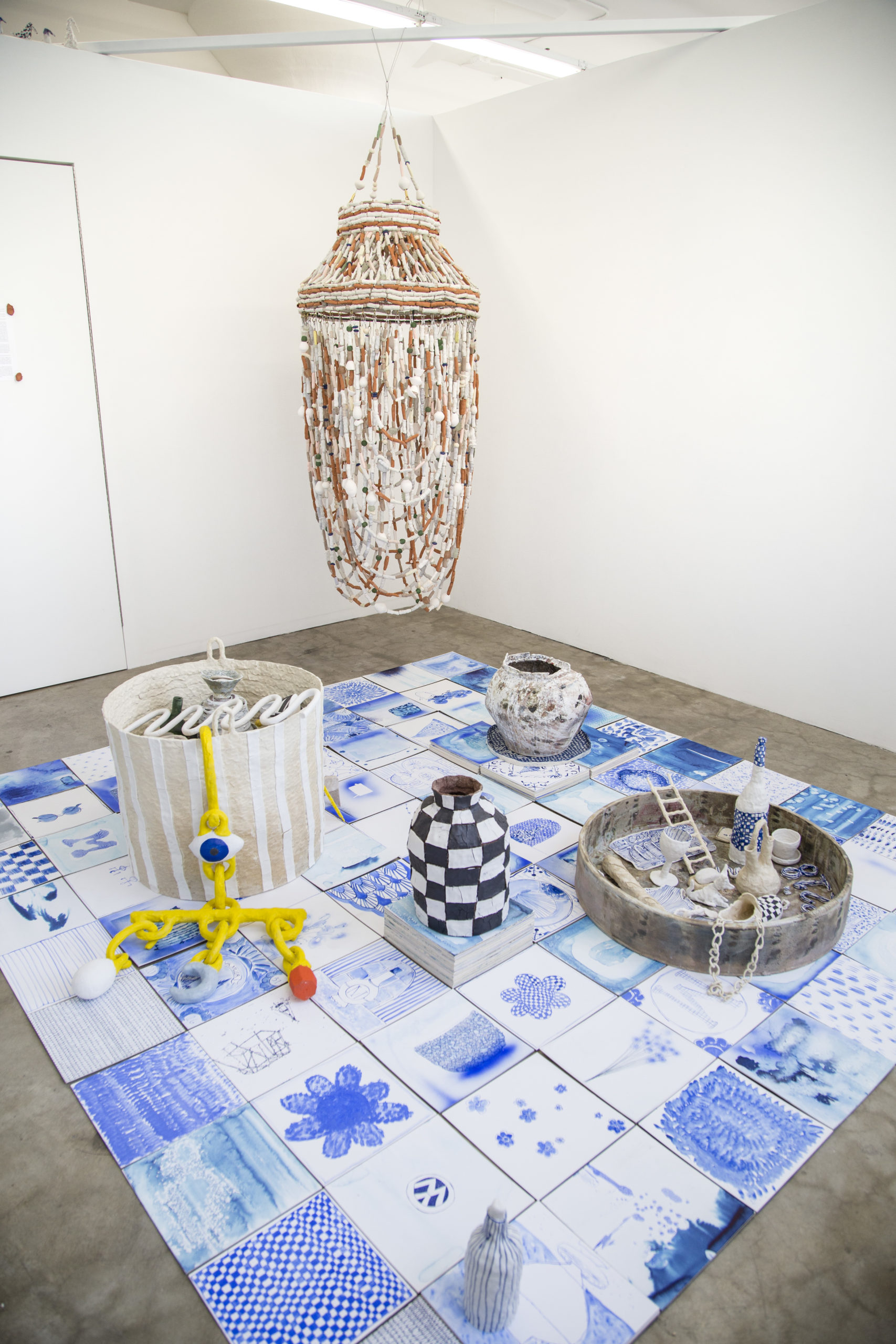 Collaborative show with the artist Chris Miller, where we individually made the works and installed them in the alternative ceramic gallery, A+B Projects in Los Angeles. The only collaborative piece we made for the show is the hanging work, titled Seashell Crazytown