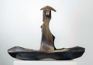We are always coming from and going somewhere.
I've always imagined having a safe shelter which keeps my memory and ego as I am constantly drifting to different places. 
The vessel serves as a platform which enables it to safely hold the shelter on top.