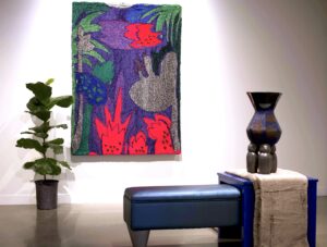 Additional materials: leather, fur, sequence fabric, sheep wool yarn, banana leaf yarn and fig tree