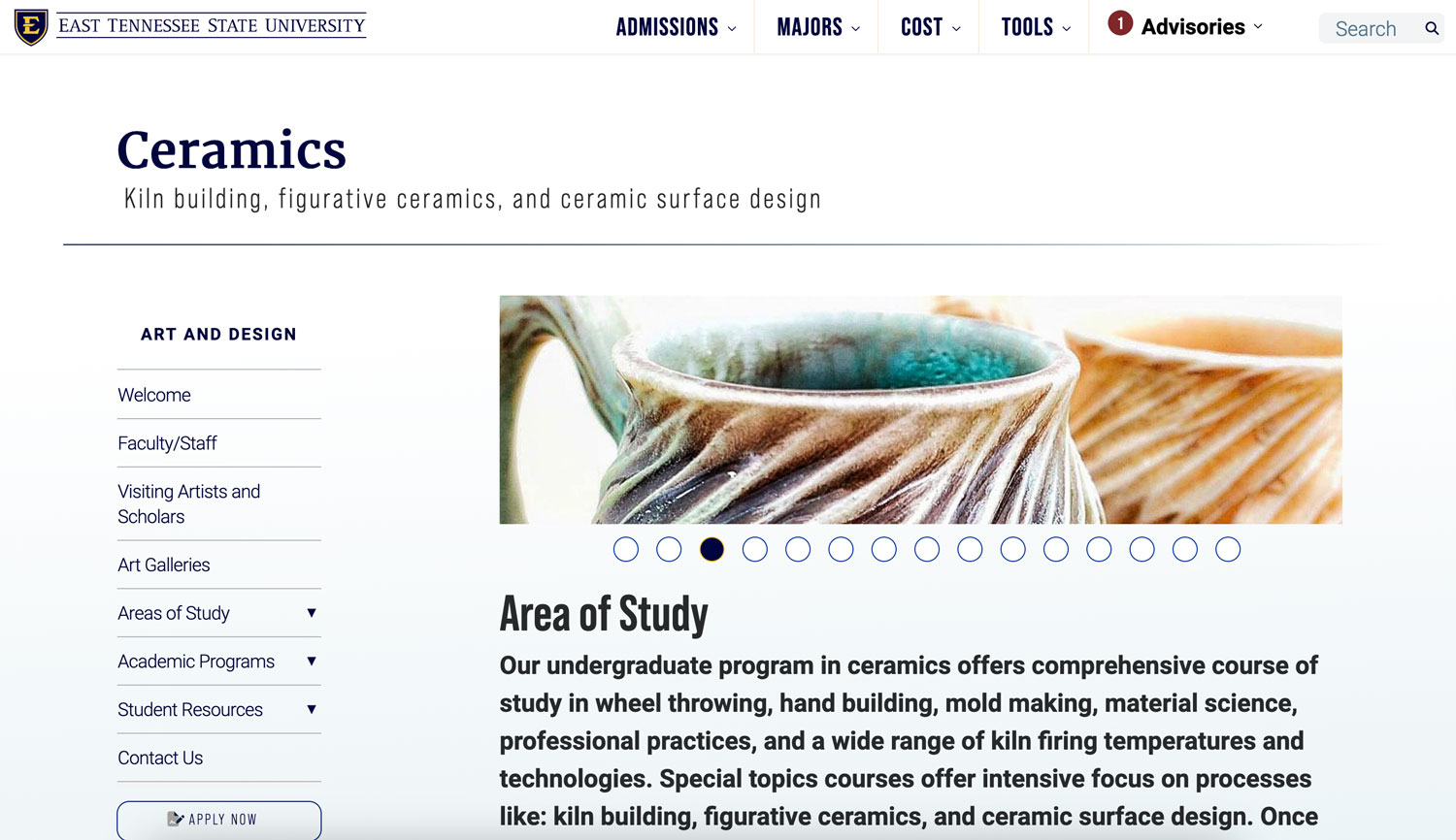 ETSU website screenshot