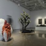 This is an installation shot from my MFA thesis exhibition. The ceramic sculptures were paired with a video perfromance projected on the wall wich included a sonic component that fille the room every three minutes.