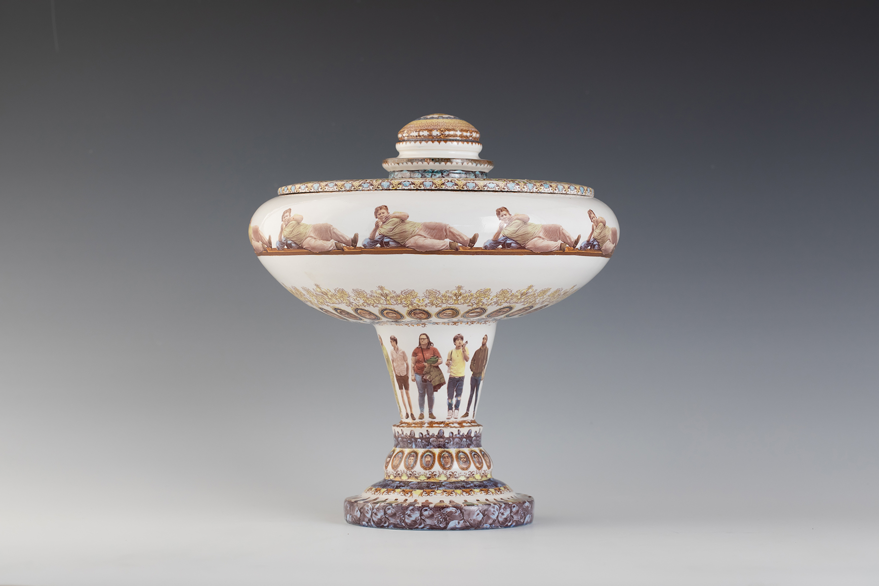 Wheel Thrown, Original images, over glazes . Sizes are approximate all pieces are in collections