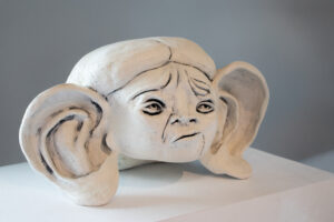 Before It’s Said, 2026. 25 × 16 × 14" Earthenware, paint, pc-11.