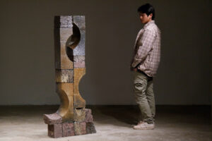 I used materials bound up with the site of memory and contemplation. 
This monument I made using regional clay is an act of celebration and validation of the material itself and my memory in place. 
Stacking a process is simply an act of choice but also the most basic human interaction with nature.