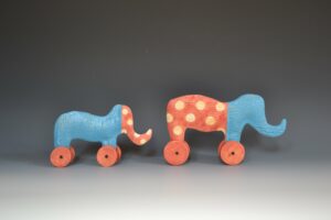 The work was made from flat cellulose sponges that have been sewn together to make soft, single use molds for porcelain slip.
