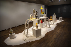Different plastic explorations, intersection between organic and natural, oscillation between abstraction and representation,  an ceramic  installation in collaboration with Jözsef Iszlai, who sampled ceramic sounds to create the site-specific soundtrack of the work, at Mark Rothko Art Center, Latvia