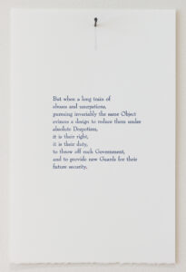 Letterpress. Excerpted from "A Declaration for the United States of America".