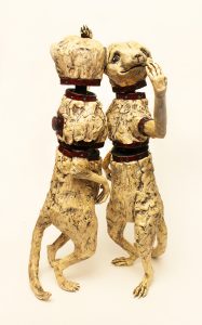 This piece was fired in parts and assembled post-firing on a wooden armature with epoxy.