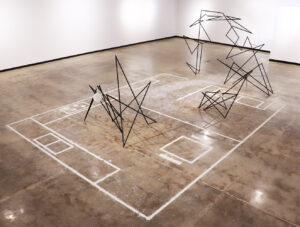 Materials include steel, powdered porcelain, fired porcelain, glass, and embroideries