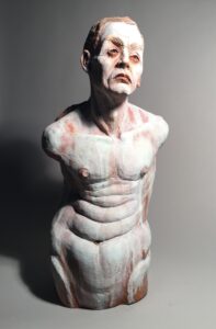On My Back (back view) represents the pressures or responsibilities of life clawing on ones back as a burden. The figure has no arms representing how there is no control or power to stop the clutch.