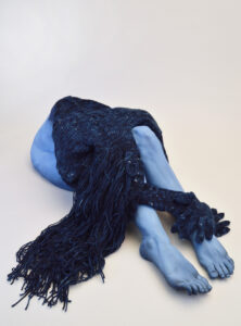 Hand dyed indigo fiber
