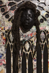 Marley hair, porcelain, newspaper advertisements, wood2019
