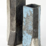 H 30cm and 26 cm, white clay, raku firing, glazes, 1999