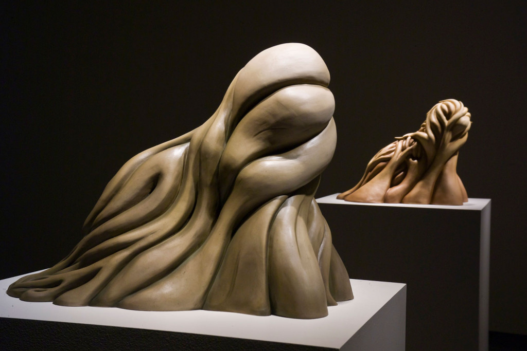 Guardians (left), 20 x 14 x 15 inches, Porcelain, Oil
