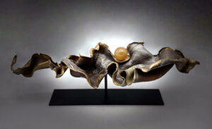 Marbling series, mixed-media with meditation quartz ball.
Back to Nature series. Sold.