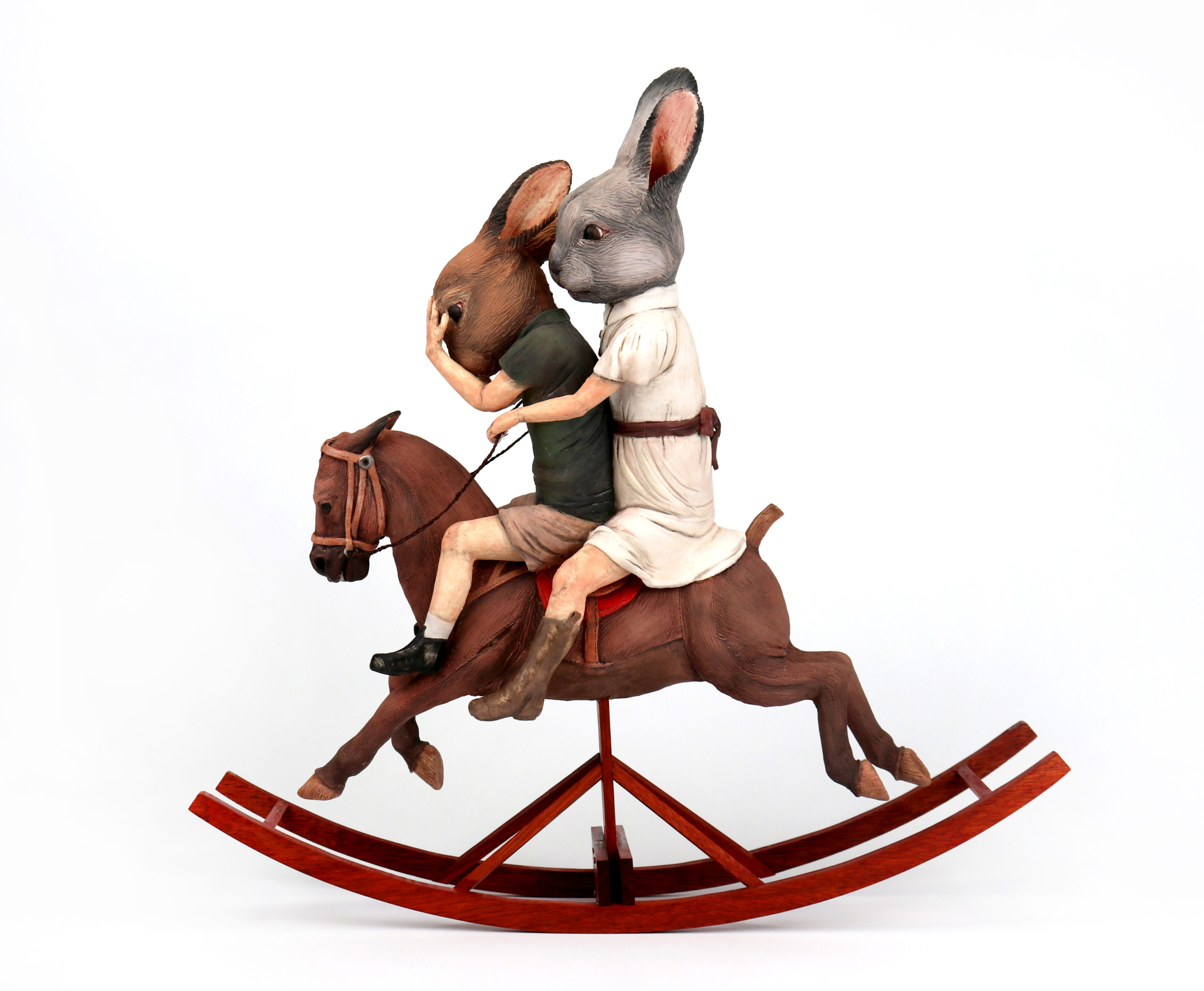 The rockers are handmade from blood wood.