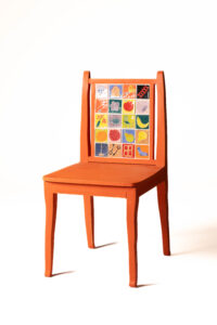 Materials: Poplar, terracotta clay, maiolica glaze, gauche, milk paint