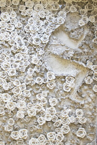 This is a top view of Bed of Roses after 3 days of water dripping onto the figure form.