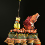 multi-fired midrange white stoneware with gold luster, 42x27x19, 2013