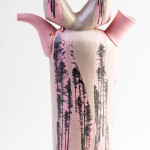 Stoneware, decal, 15”h x 4”w x 2”d