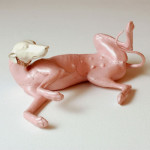 21" x 14" x 10", leather, porcelain, mixed media, 2006
