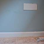 Because I’ll carry you everywhere, Removed drywall from my studio embedded in the bedroom wall I grew up in, removed wall section from my bedroom, studio (pictured drywall in bedroom, still taken from video), 2011-ongoing