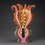 26” x 17” x 7", Terracotta, handbuilt, press molded slip cast with slips, underglazes and glazes