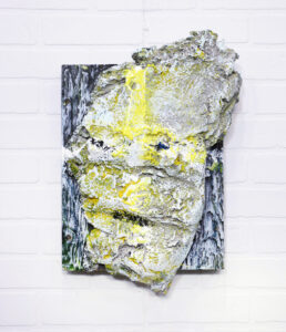 Mixed media (acrylic, concrete, fiberglass on panel)