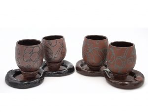 Interior of cups are glazed