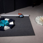 8” X 96” X 108”, slip cast ceramics, carpeting, DVD animation, 2010, photo: Ken Yanoviak