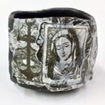 3.25 x 3.5 x 3.5, stoneware, porcelain slip, ash glaze, cone 10 reduction