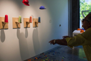 Slip-cast porcelain, underglaze, fired in an electric kiln to cone 6, cast foam, wood, audience participation, Size Varies~ 20’ L x 12’ W x 8’ H (feet), 2014, Photo: Kristine Condon