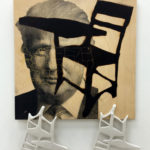 wood panels, paint, porcelain chairs, decals, 10”x 25” 2017