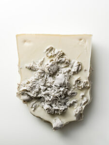 Material: Ceramic & Wax
Making Process:  Tape-casted rolls of clay then warped all together and tied tightly with a paper string.  After firing the piece is extremely fragile and unsustainable, however with wax  the work become sustained for preservation.
