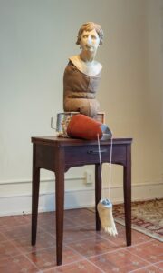 Photo credit: Mo Jahangir
Full materials list: Earthenware, cast glass, found objects, textiles, underglaze, wax